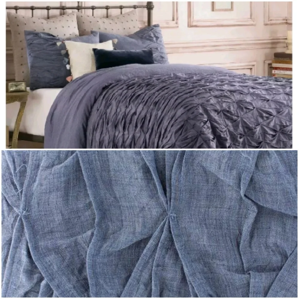Anthologie Kendall Full/Queen Deni Blue Duvet Cover Bedding and Pillow Set (5Pc)